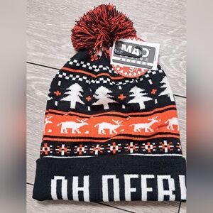 Kids Light Up Winter Beanie - Black and Red. OH DEER
